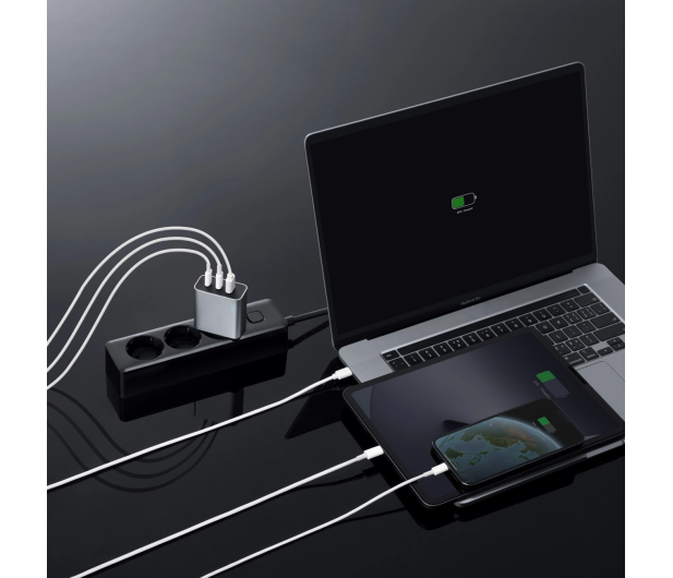 Cuktech Ładowarka sieciowa 65W GaN 2xUSB-C 1xUSB-A - szara - 1487974 - zdjęcie 6